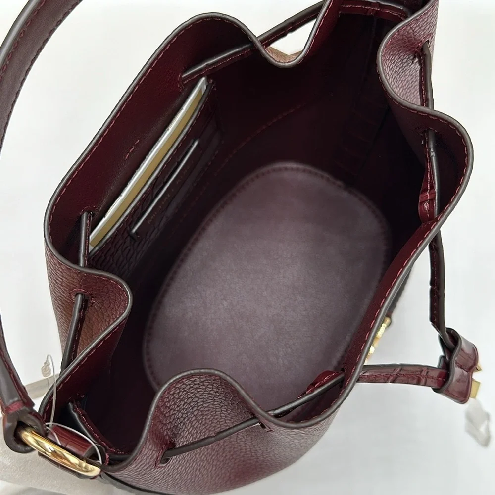 MICHAEL KORS  Reed Medium Pebbled Leather Bucket Bag Satchel Crossbody Oxblood